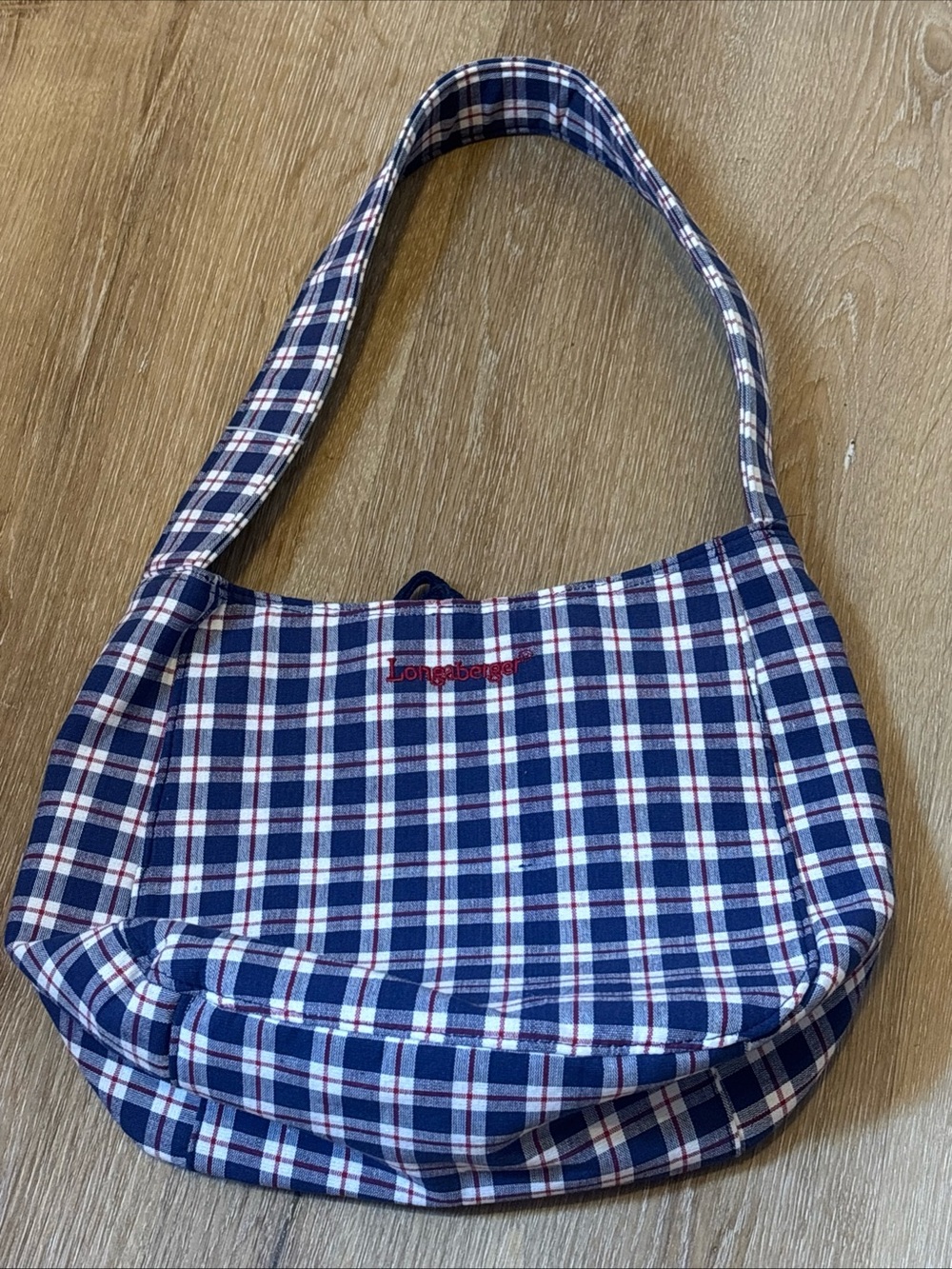 Longaberger Navy White Red Plaid Shoulder Bag